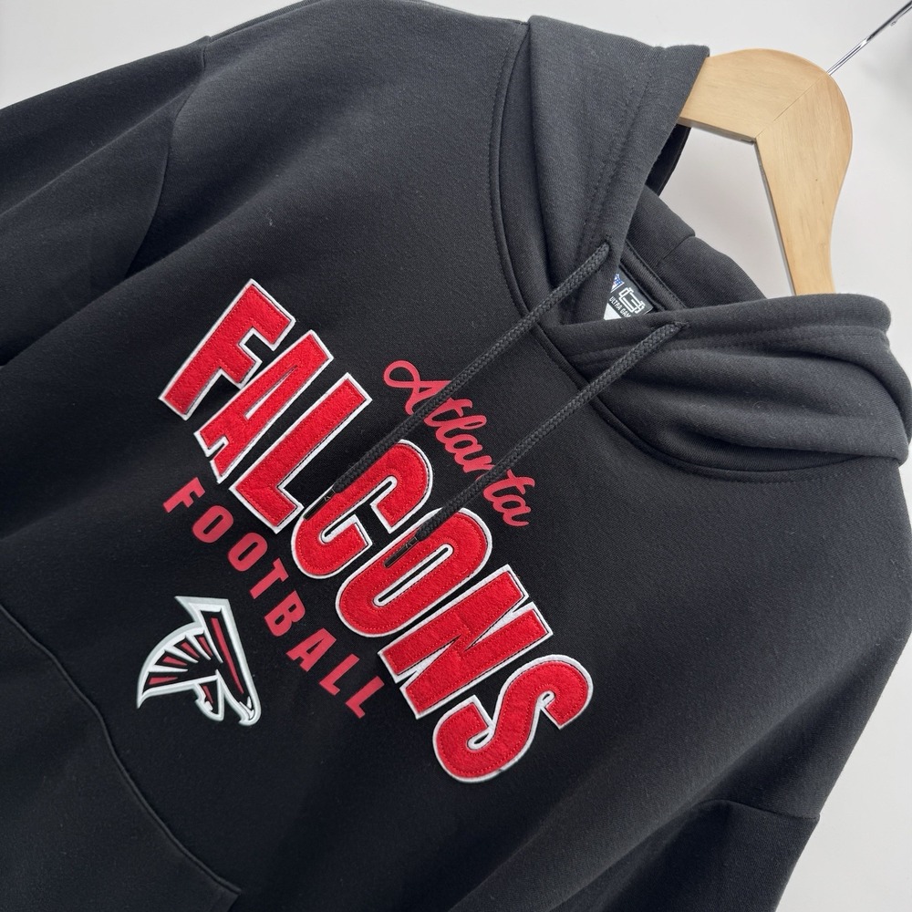 Atlanta Falcons NFL Team Men Size L Apparel Pullover Black Hoodie Sweatshirt